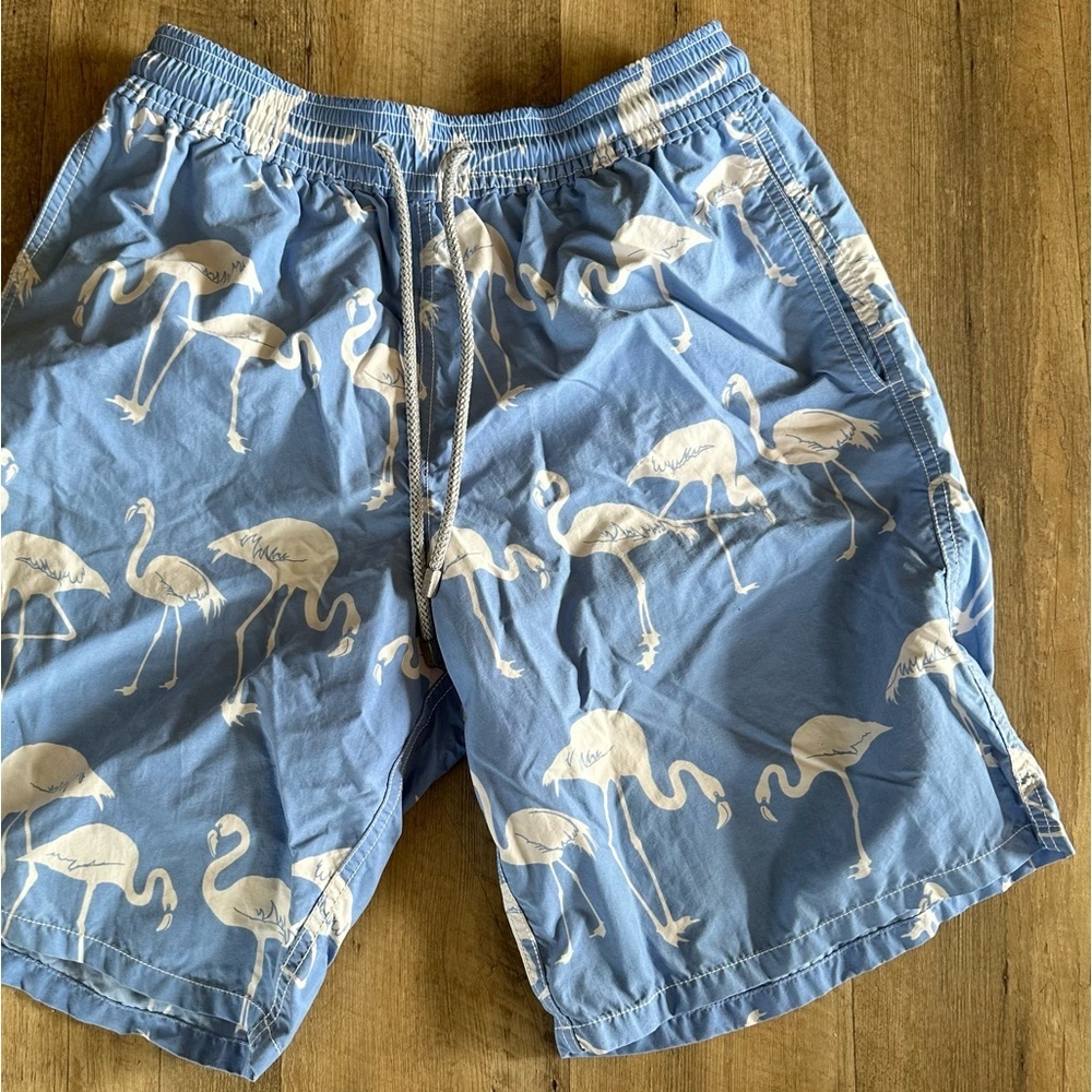 Vilebrequin Moorea Flamingo Swim Trunks Light Blue
